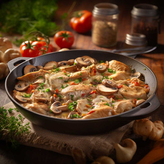 Creamy White Bottom Mushroom and Chicken Skillet